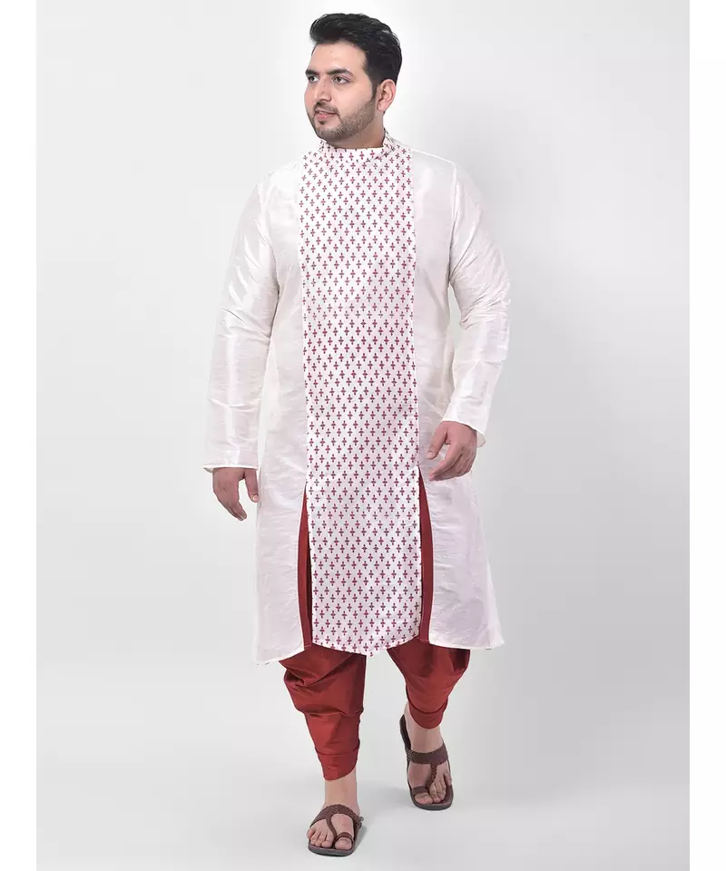 Off White Dupion Silk  Kurta with Patiala set