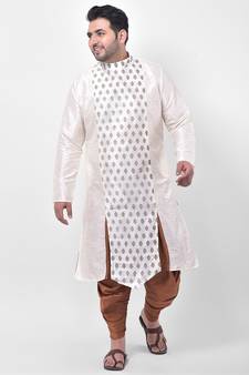 Off White Dupion Silk Kurta with Patiala set
