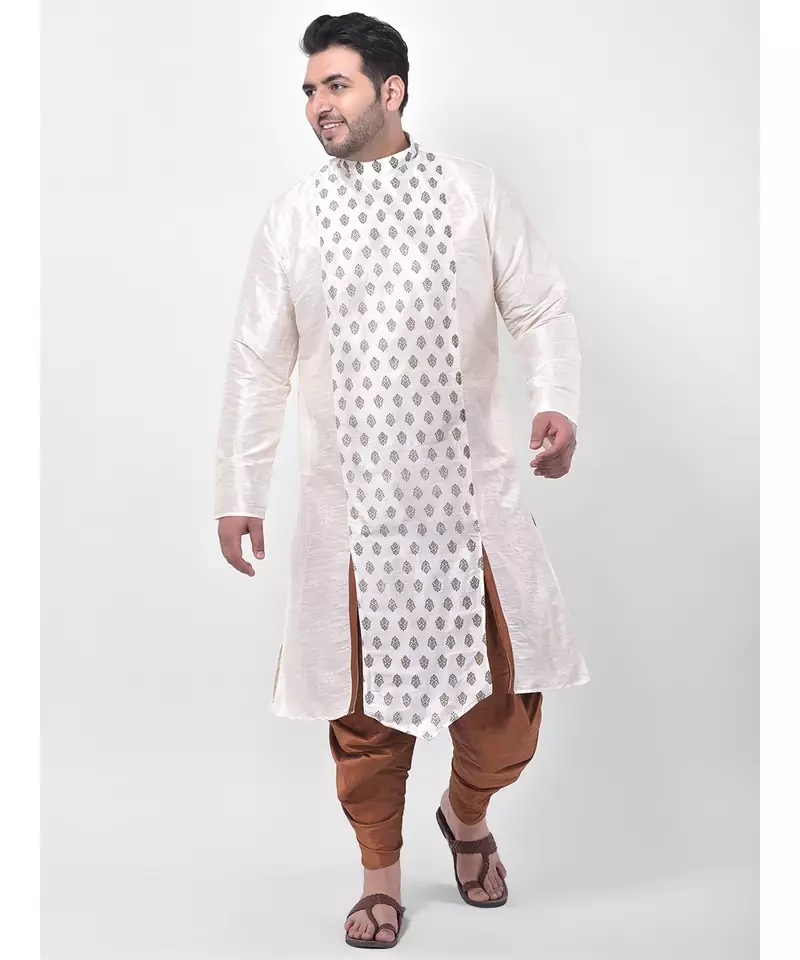 Off White Dupion Silk Kurta with Patiala set