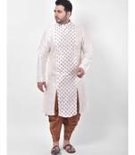 Off White Printed Silk Kurta with Patiala set