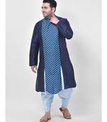 Navy Blue Printed Silk Kurta with Patiala set