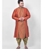 Orange Printed Silk Kurta with Patiala set