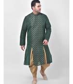 Deep Green Printed Silk Kurta with Patiala set