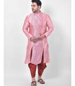 Peach Printed Silk Kurta with Patiala set