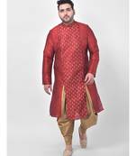 Red Printed Silk Kurta with Patiala set