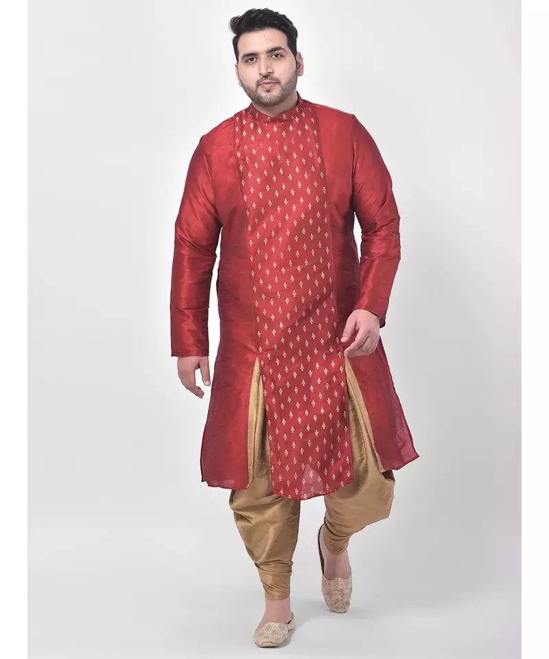 Red Printed Silk Kurta with Patiala set