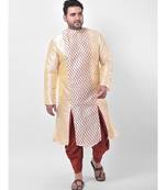 Cream Printed Silk Kurta with Patiala set