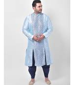 Sky Blue Printed Silk Kurta with Patiala set