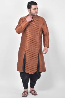 Copper Printed Silk Kurta with Patiala set