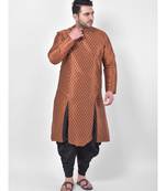 Copper Printed Silk Kurta with Patiala set