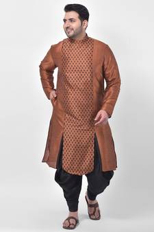 Copper Printed Silk Kurta with Patiala set