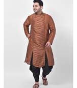 Copper Printed Silk Kurta with Patiala set