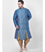 Blue Printed Silk Kurta with Patiala set