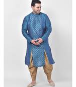 Blue Printed Silk Kurta with Patiala set