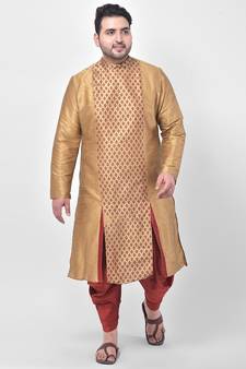 Brown Printed Silk Kurta with Patiala set