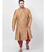 Brown Printed Silk Kurta with Patiala set