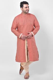 PLUS Dupion Silk Maroon Color Kurta with Patiala set for Men