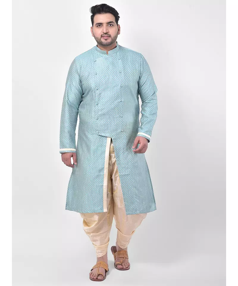 Blue Silk Blend Kurta with Patiala set