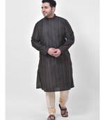 PLUS Jacquard Silk Black Color Kurta And Churidar Set for Men