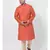 PLUS Jacquard Silk Orange Color Kurta And Churidar Set for Men