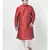PLUS Dupion Silk Red Color Kurta And Churidar Set for Men