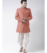 Jacquard Silk Red Color Sherwani with Patiala set