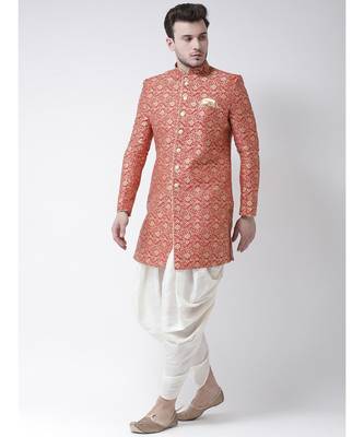 Jacquard Silk Red Color Sherwani with Patiala set 2