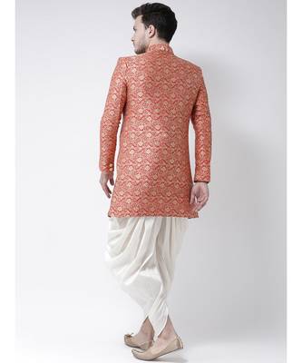 Jacquard Silk Red Color Sherwani with Patiala set 4