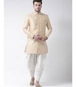 Jacquard Silk Cream Color Sherwani with Patiala set