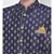 Dupion Silk Printed Navy Blue Color Sherwani with Patiala set