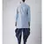Dupion Silk Printed Sky Blue Color Sherwani with Patiala set