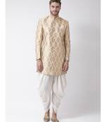 Jacquard Silk Cream Color Sherwani with Patiala set