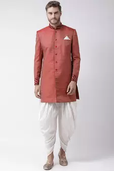 Jacquard Silk Maroon Color Sherwani with Patiala set