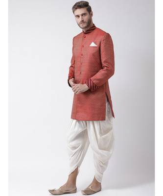 Jacquard Silk Maroon Color Sherwani with Patiala set 2