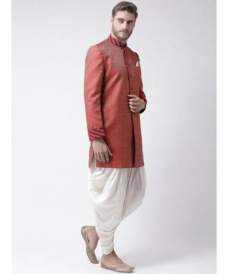 Jacquard Silk Maroon Color Sherwani with Patiala set 3