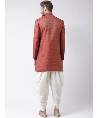 Jacquard Silk Maroon Color Sherwani with Patiala set 4
