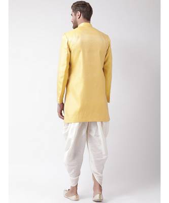 Jacquard Silk Yellow Color Sherwani with Patiala set 4