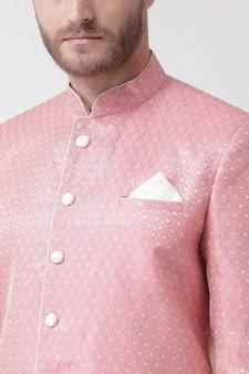 Jacquard Silk Pink Color Sherwani with Patiala set