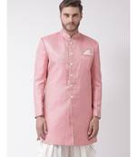Jacquard Silk Pink Color Sherwani with Patiala set
