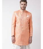 Jacquard Silk Orange Color Sherwani with Patiala set
