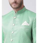 Jacquard Silk Green Color Sherwani with Patiala set