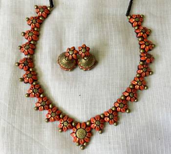 Orange and antique gold and Terracotta jewellery 1