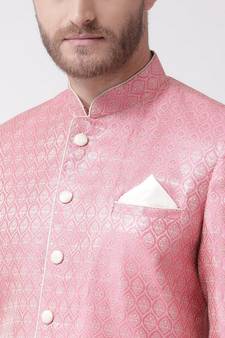 Jacquard Silk Pink Color Sherwani with Patiala set