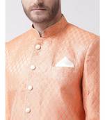 Jacquard Silk Orange Color Sherwani with Patiala set