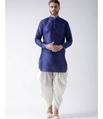 Dupion Silk Solid Off White Color Pathani Kurta with Patiala set for Men
