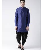 Dupion Silk Solid Black Color Pathani Kurta with Patiala set for Men