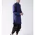 Dupion Silk Solid Black Color Pathani Kurta with Patiala set for Men