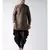 Dupion Silk Solid Black Color Pathani Kurta with Patiala set for Men