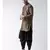 Dupion Silk Solid Black Color Pathani Kurta with Patiala set for Men