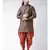Dupion Silk Solid Orange Color Pathani Kurta with Patiala set for Men